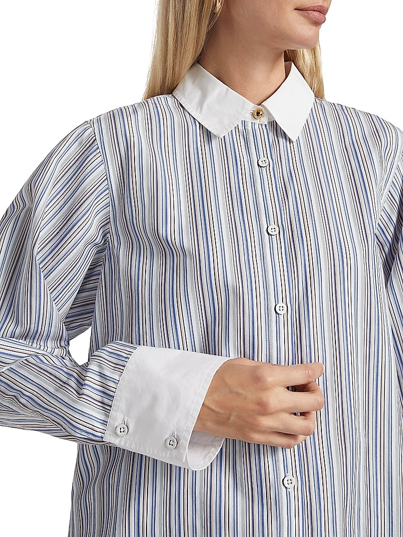 Wesley Striped Linen-Blend Long-Sleeve Shirt