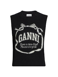 Logo Bow Intarsia-Knit Tank Top