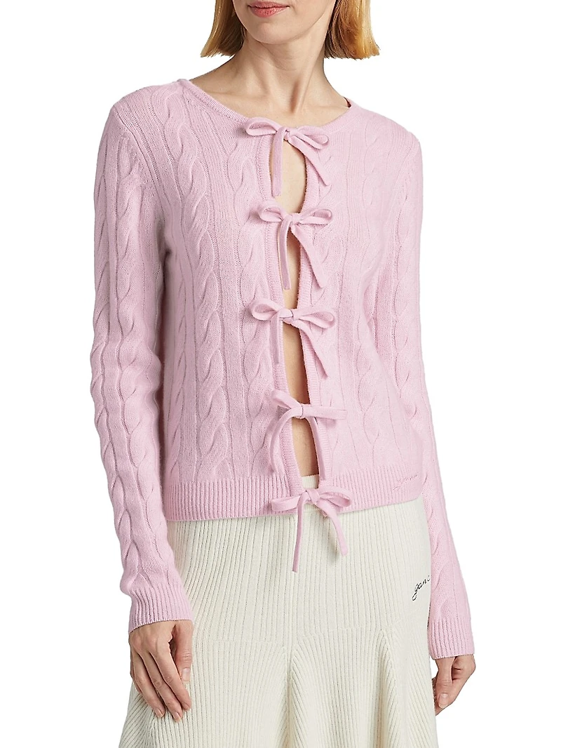 Wool-Cashmere Cable-Knit Self-Tie Cardigan