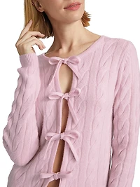 Wool-Cashmere Cable-Knit Self-Tie Cardigan