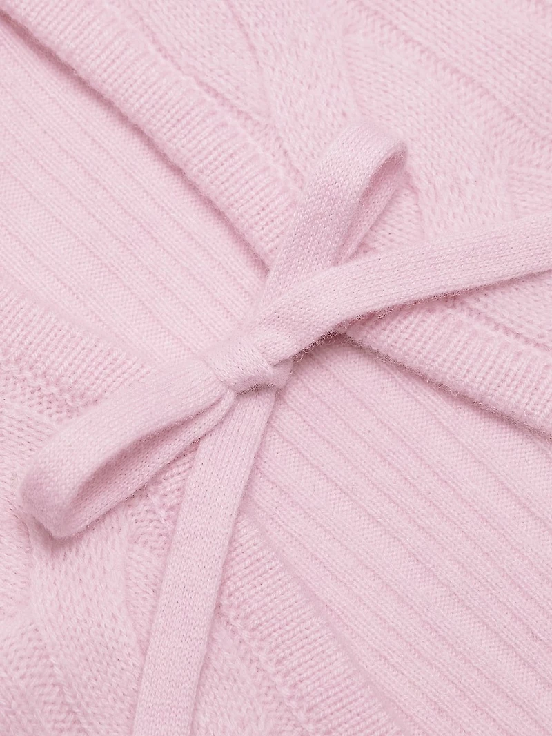 Wool-Cashmere Cable-Knit Self-Tie Cardigan