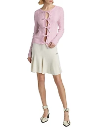 Wool-Cashmere Cable-Knit Self-Tie Cardigan