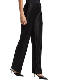 Gale Satin High-Rise Bias Pants