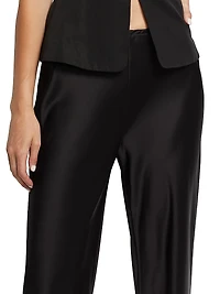 Gale Satin High-Rise Bias Pants
