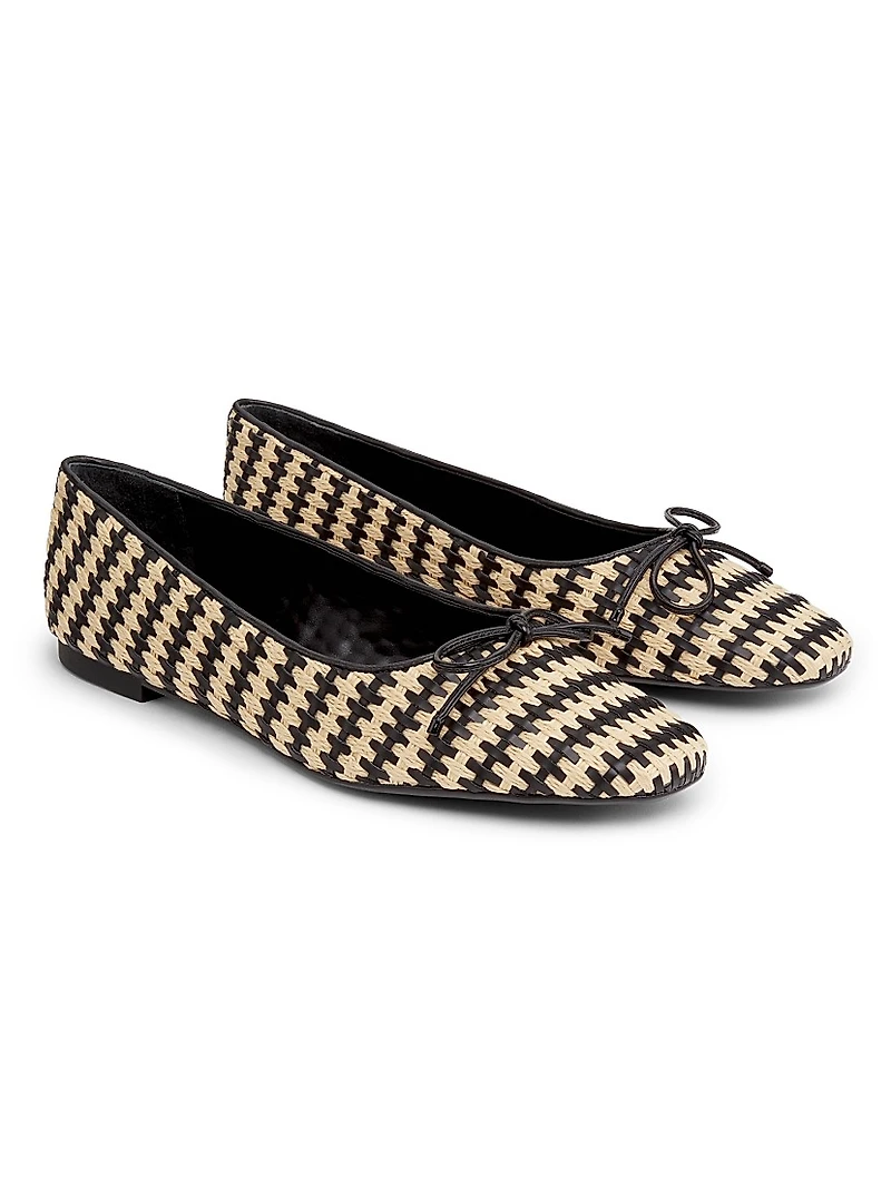 Arissa Leather & Raffia Flats