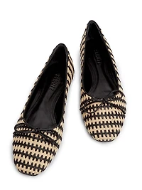 Arissa Leather & Raffia Flats