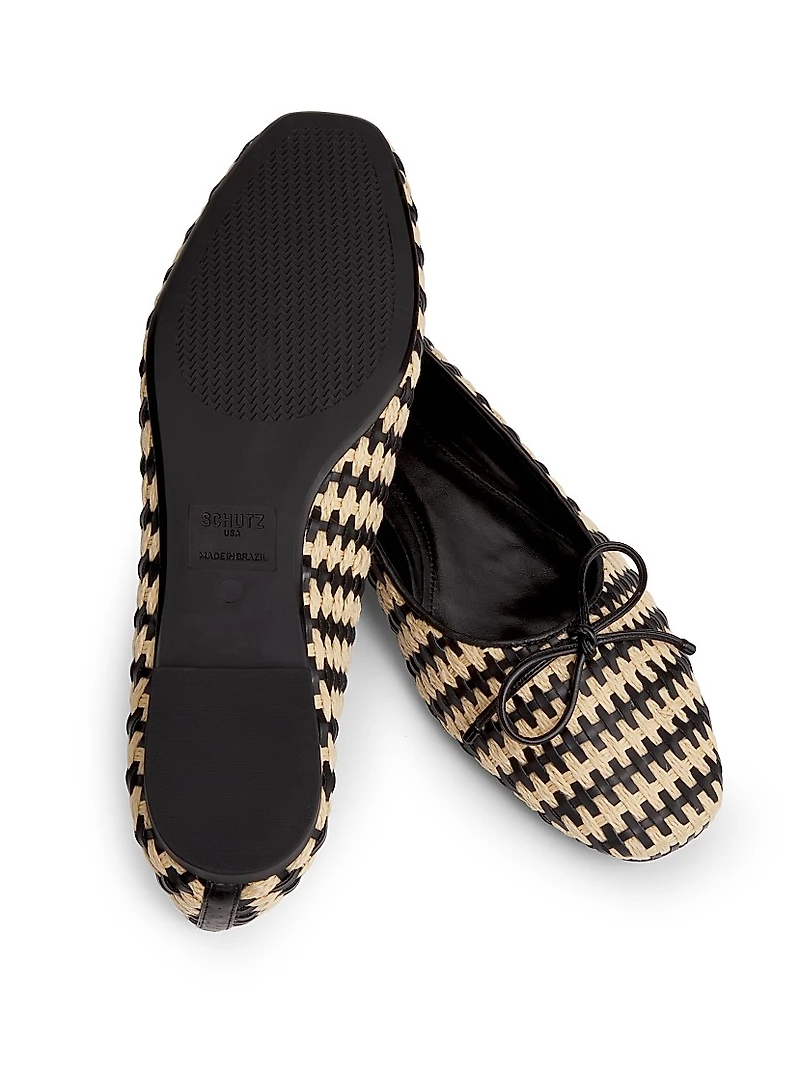 Arissa Leather & Raffia Flats