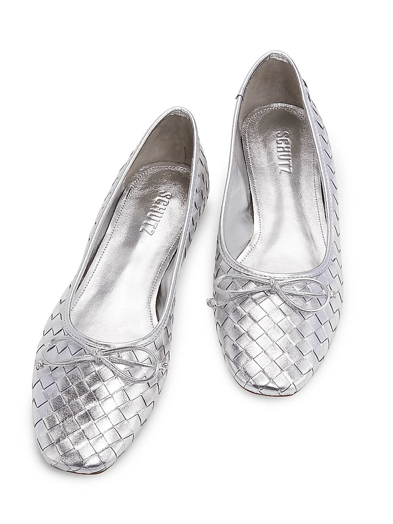 Arissa Metallic Woven Leather Flats