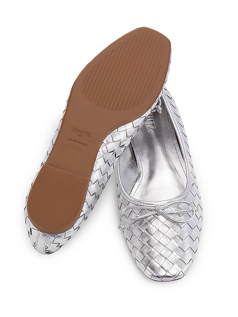 Arissa Metallic Woven Leather Flats