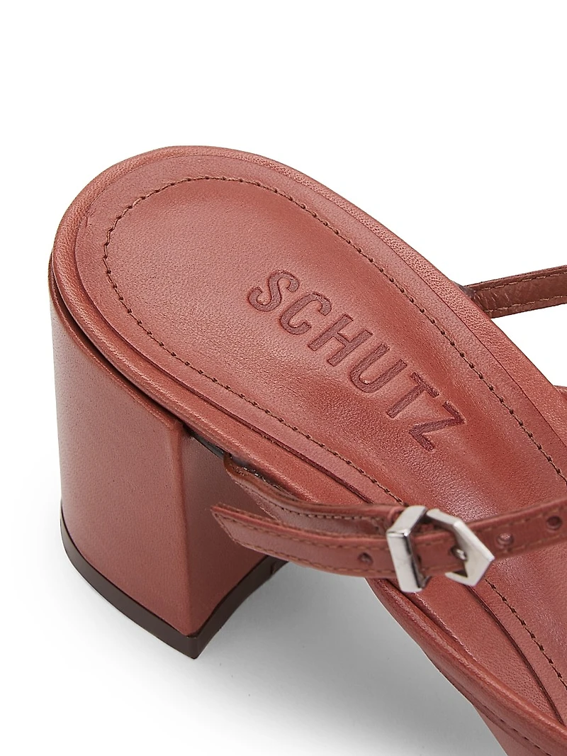 Arissa Studded Leather Block-Heel Mules