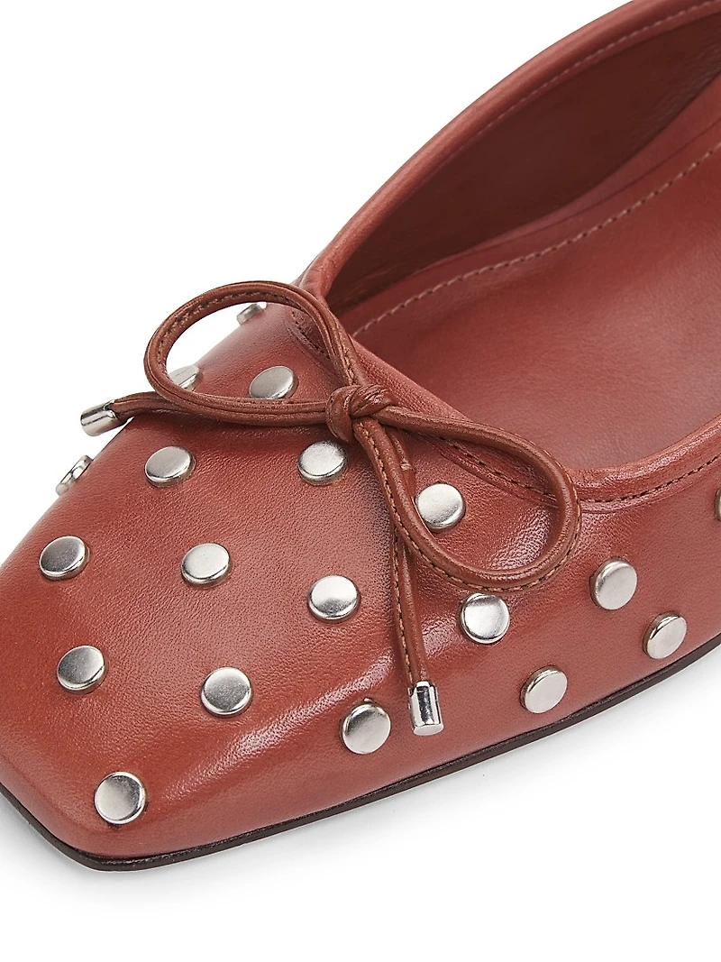Arissa Studded Leather Block-Heel Mules
