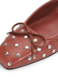 Arissa Studded Leather Block-Heel Mules