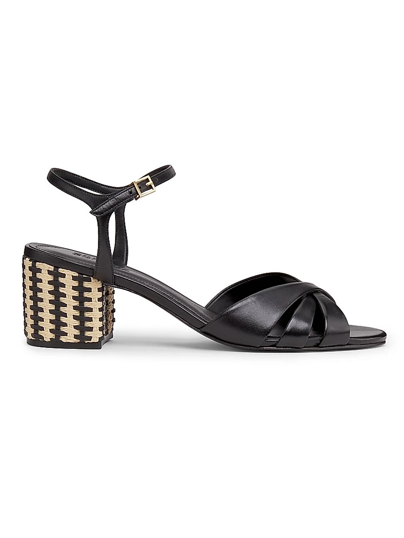 Keefa Leather Block-Heel Sandals