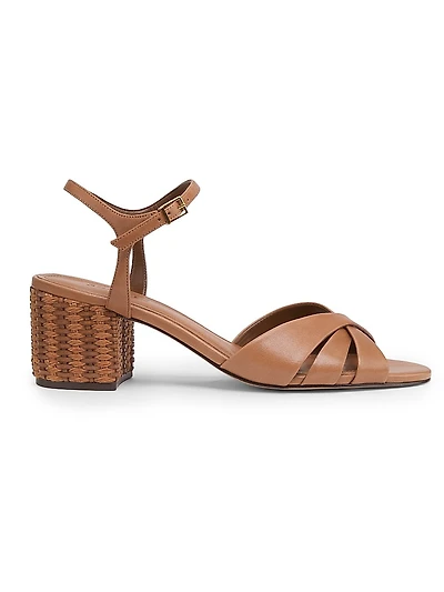 Keefa Leather Block-Heel Sandals