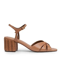 Keefa Leather Block-Heel Sandals