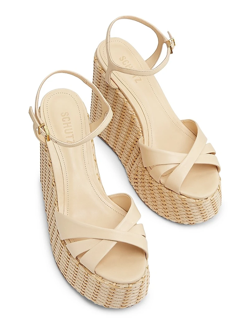 Keefa 125MM Leather Platform Wedge Sandals