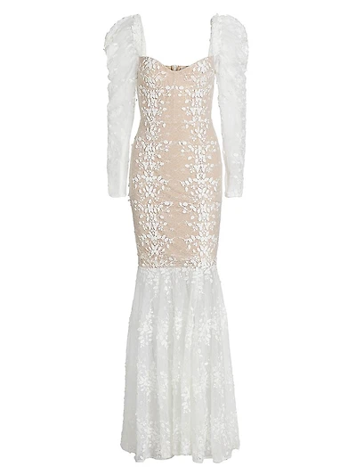 Megan Appliquéd Lace Long-Sleeve Bridal Gown