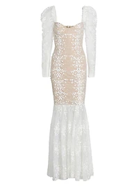 Megan Appliquéd Lace Long-Sleeve Bridal Gown