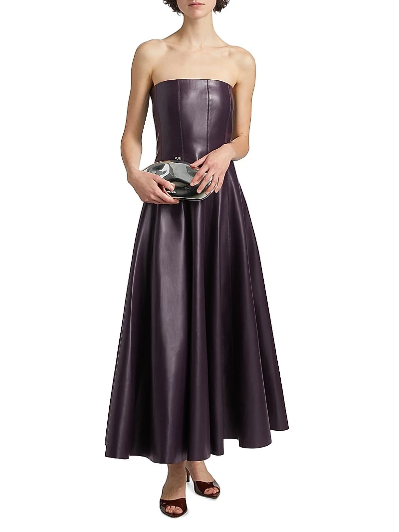Ingrid Faux Leather Strapless Dress