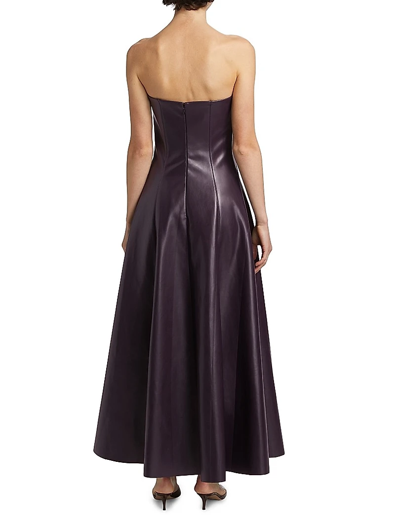 Ingrid Faux Leather Strapless Dress