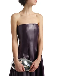 Ingrid Faux Leather Strapless Dress