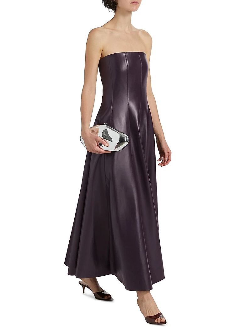 Ingrid Faux Leather Strapless Dress