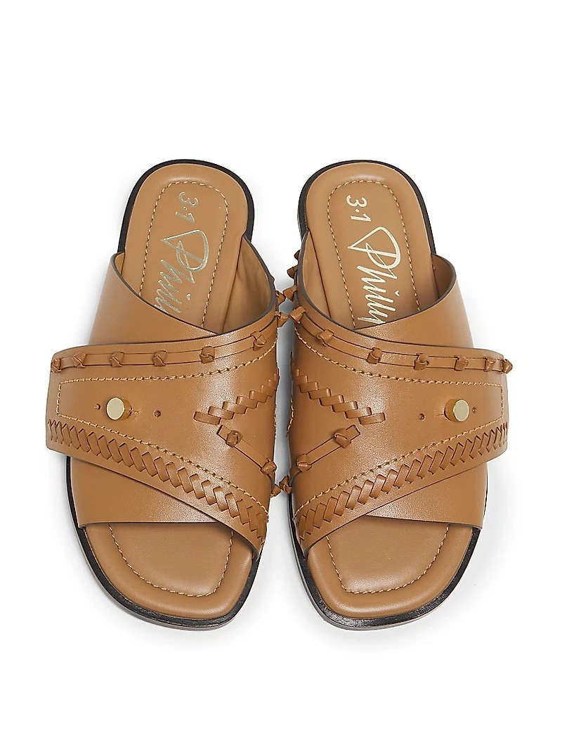 3.1 Phillip Lim Crossover Leather Flat Slides