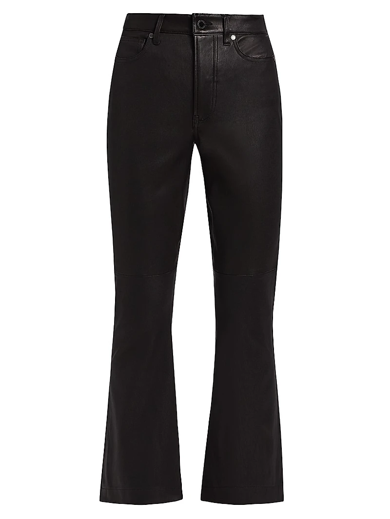 Carson Leather High-Rise Ankle Flare Pants
