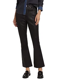 Carson Leather High-Rise Ankle Flare Pants