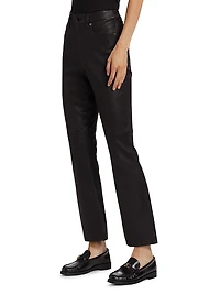 Carson Leather High-Rise Ankle Flare Pants
