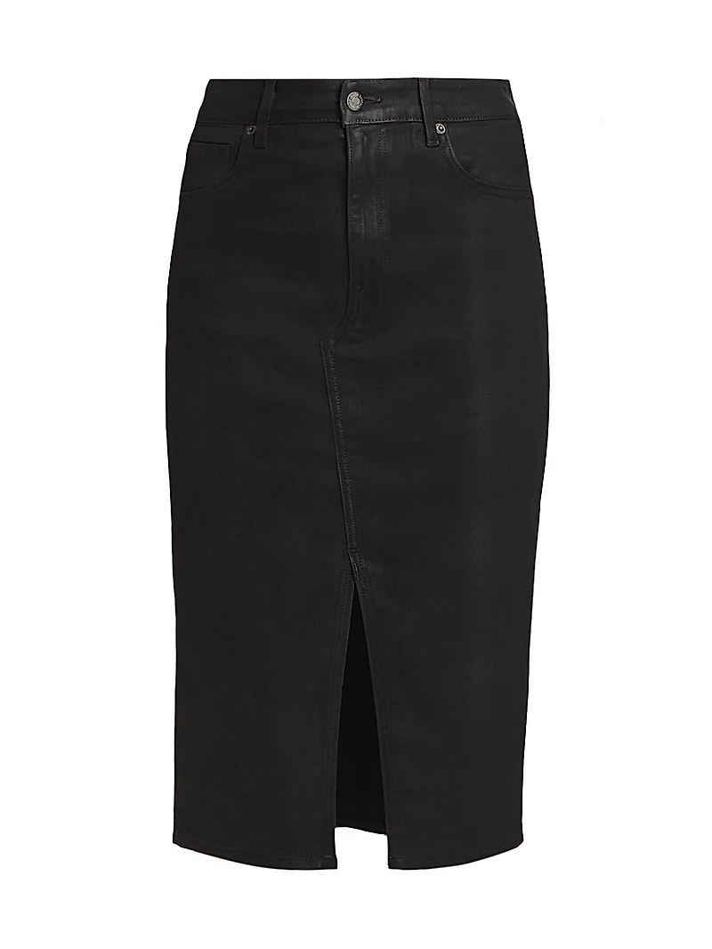 Breves Coated Denim Midi-Skirt