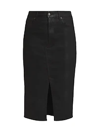 Breves Coated Denim Midi-Skirt