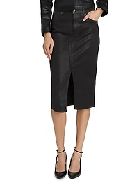Breves Coated Denim Midi-Skirt