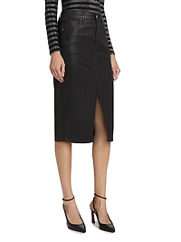 Breves Coated Denim Midi-Skirt