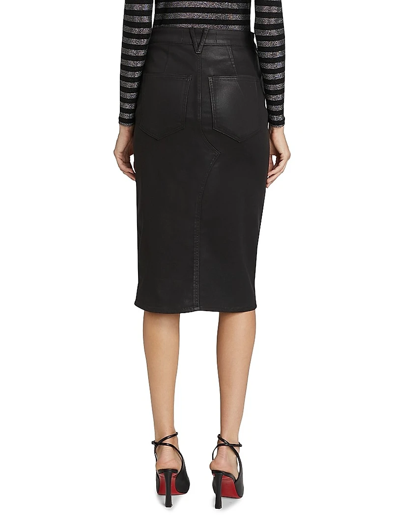 Breves Coated Denim Midi-Skirt