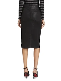 Breves Coated Denim Midi-Skirt