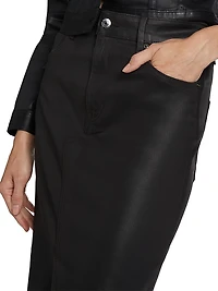 Breves Coated Denim Midi-Skirt