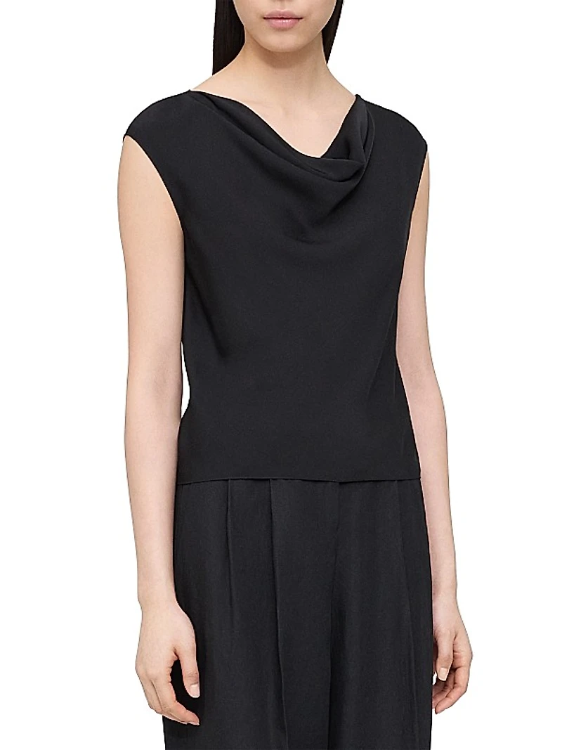 Cowl Neck Cap-Sleeve Top