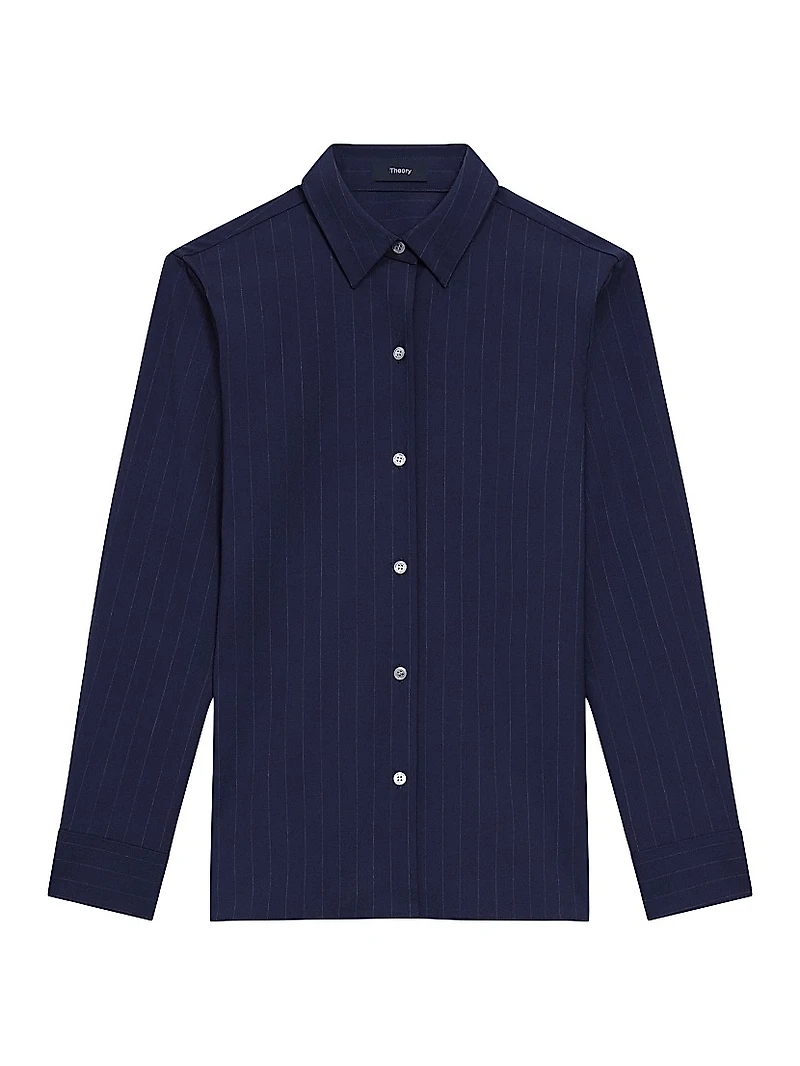 Pinstripe Button-Front Shirt