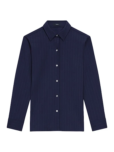 Pinstripe Button-Front Shirt