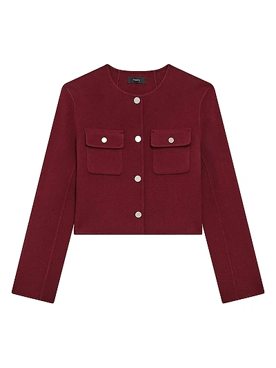Flap Pocket Wool-Cashmere Cardigan