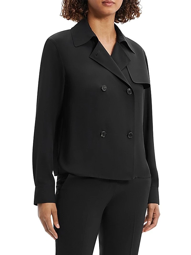 Long-Sleeve Trench Blouse