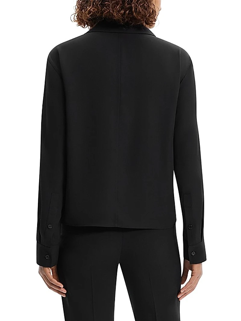 Long-Sleeve Trench Blouse