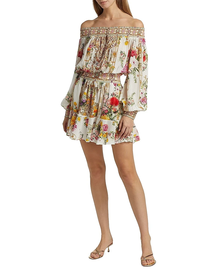 Off-the-Shoulder Silk Minidress