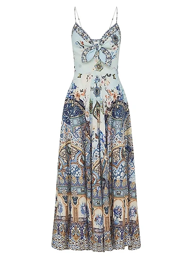 Al Manial Palace Memoirs Printed Linen Midi-Dress