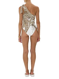 One-Shoulder Tie One-Piece Swimsuit