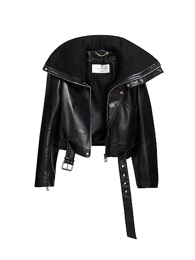 Cropped Leather Biker Jacket