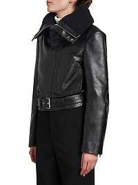 Cropped Leather Biker Jacket
