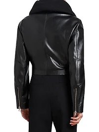 Cropped Leather Biker Jacket