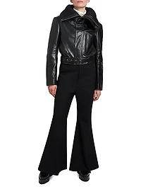 Cropped Leather Biker Jacket